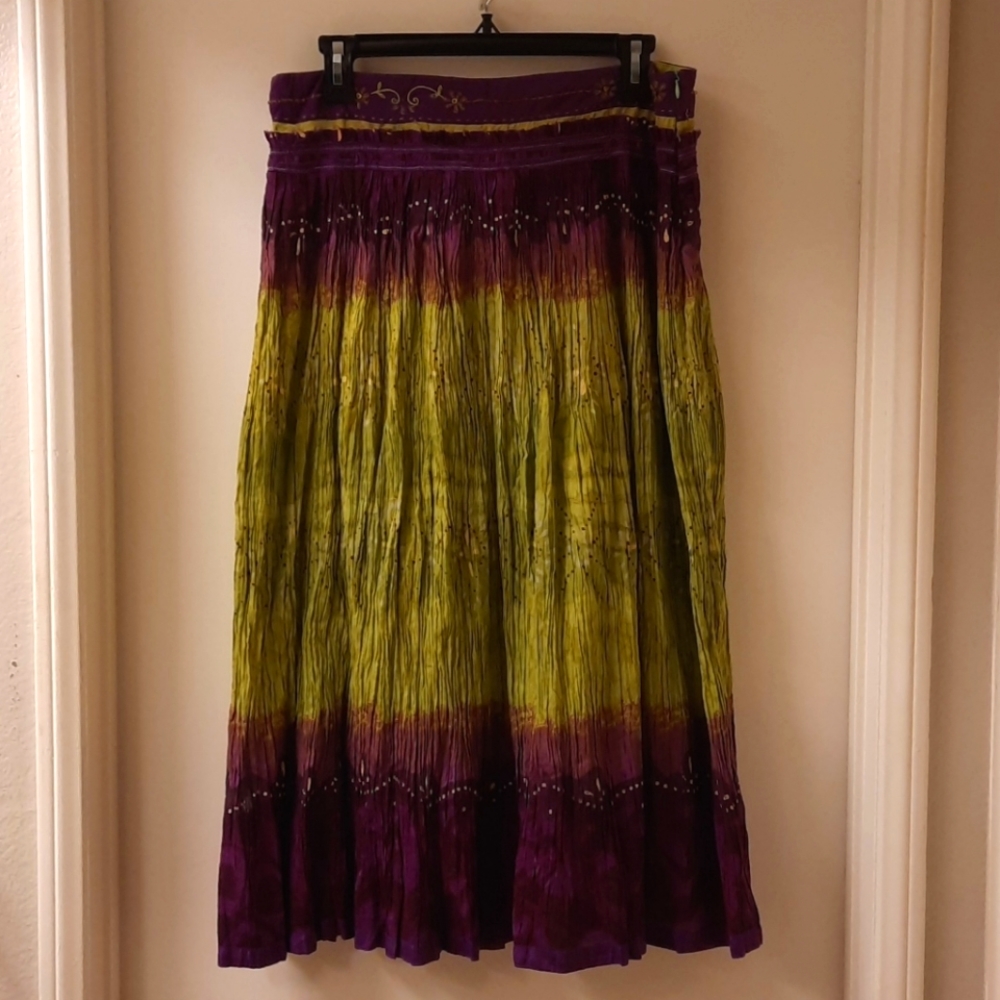 NWT, Chaudry KC Sports Purple Hand Dyed Skirt (flaws)
